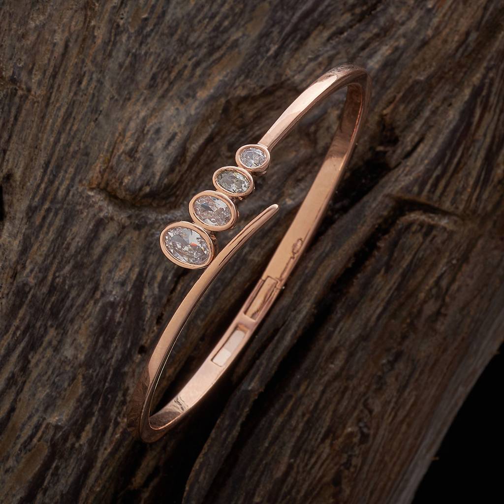 Kushal'S Fashion Jewellery White Plated Party Wear Zircon Kada-174662 : 418804