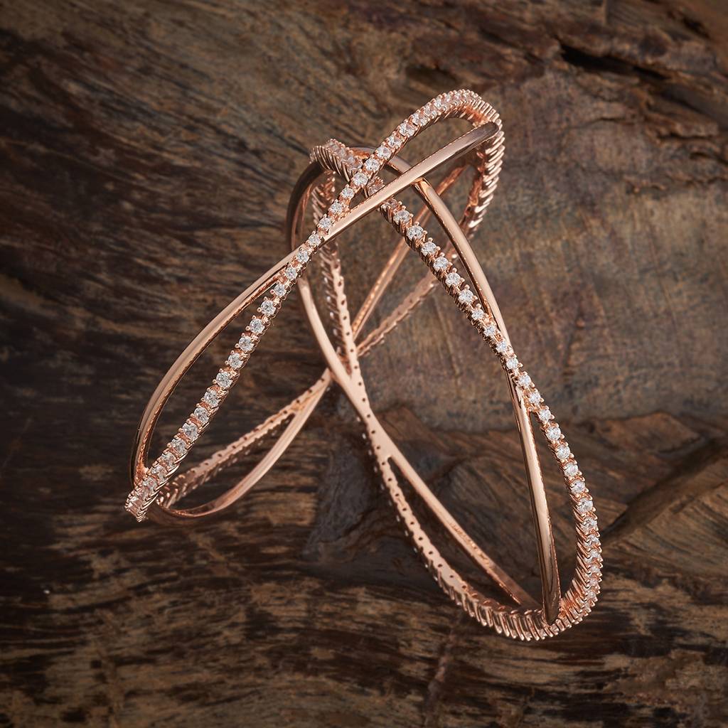 Kushal'S Fashion Jewellery White Rose Gold-Plated Party Zircon Bangles-182256 : 435348