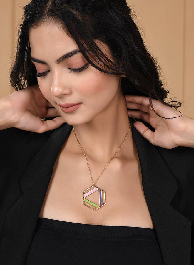 Benzene Enamelled Large Pendant Long Necklace : 8905124456837