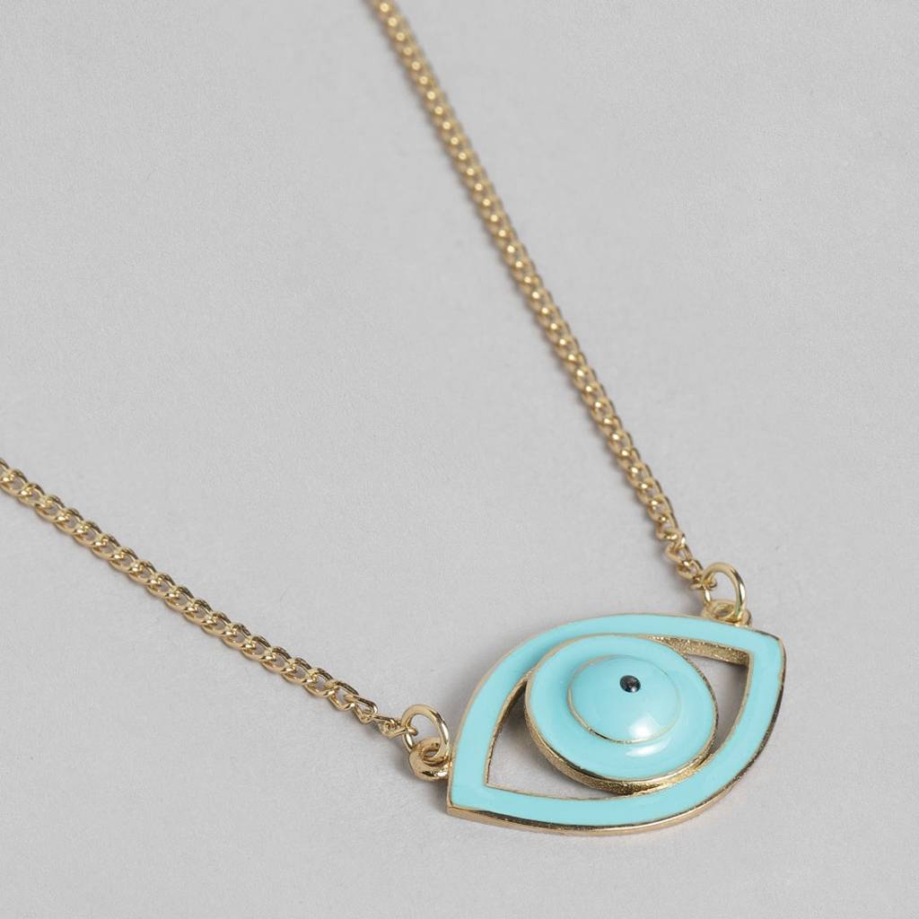 Estele Gold Plated Turquoise Blue Enamel Evil Eye Pendant For Women : 885-IGPENDANT