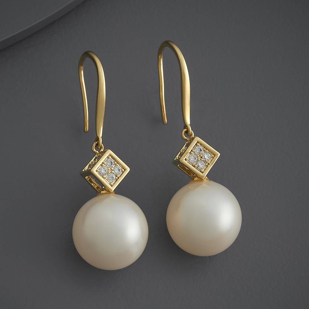 Kushal'S Fashion Jewellery Pearl Party Zircon Drop Earrings-185909 : 443374