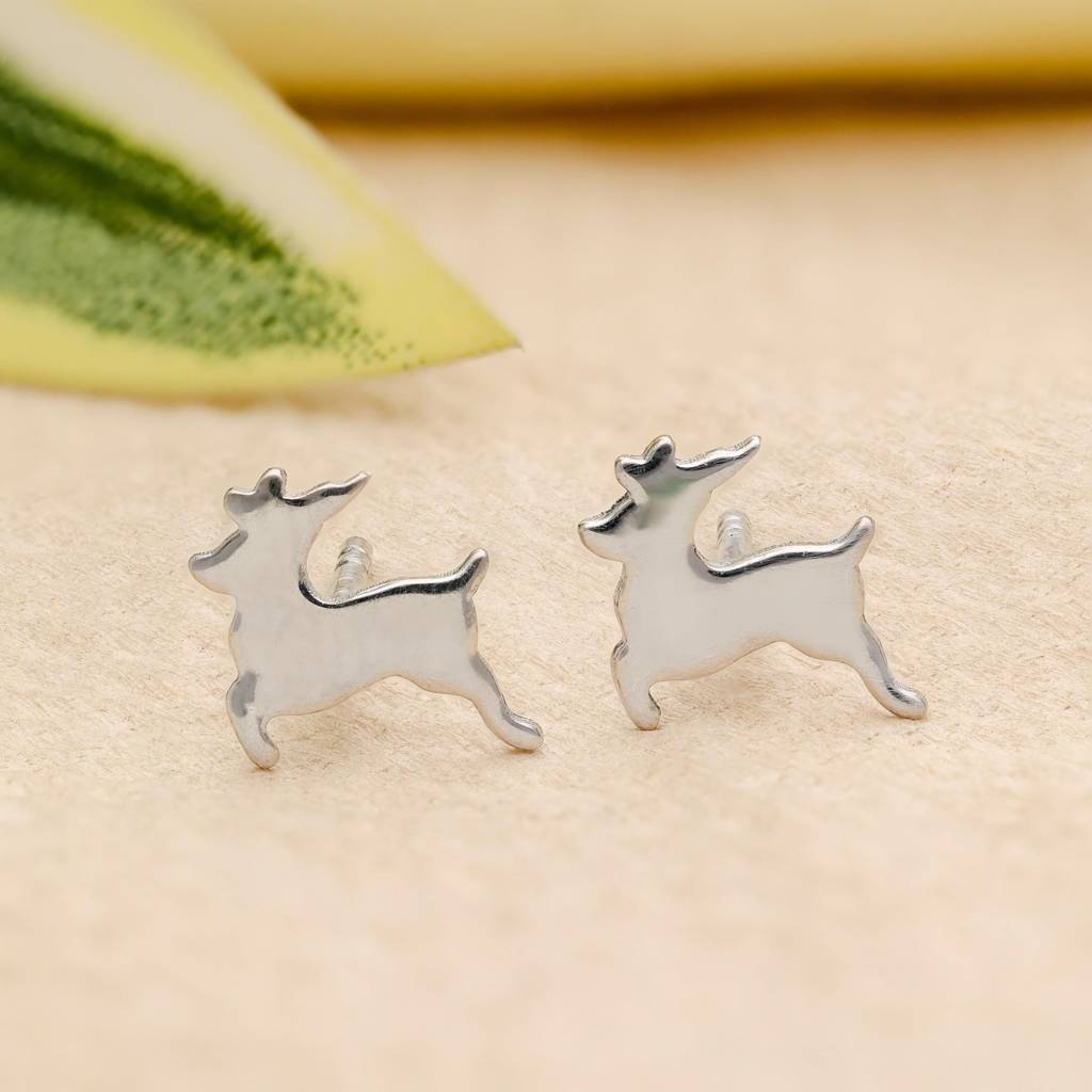 925 Silver Reindeer Studs | Christmas Holiday Gift : SE_000802