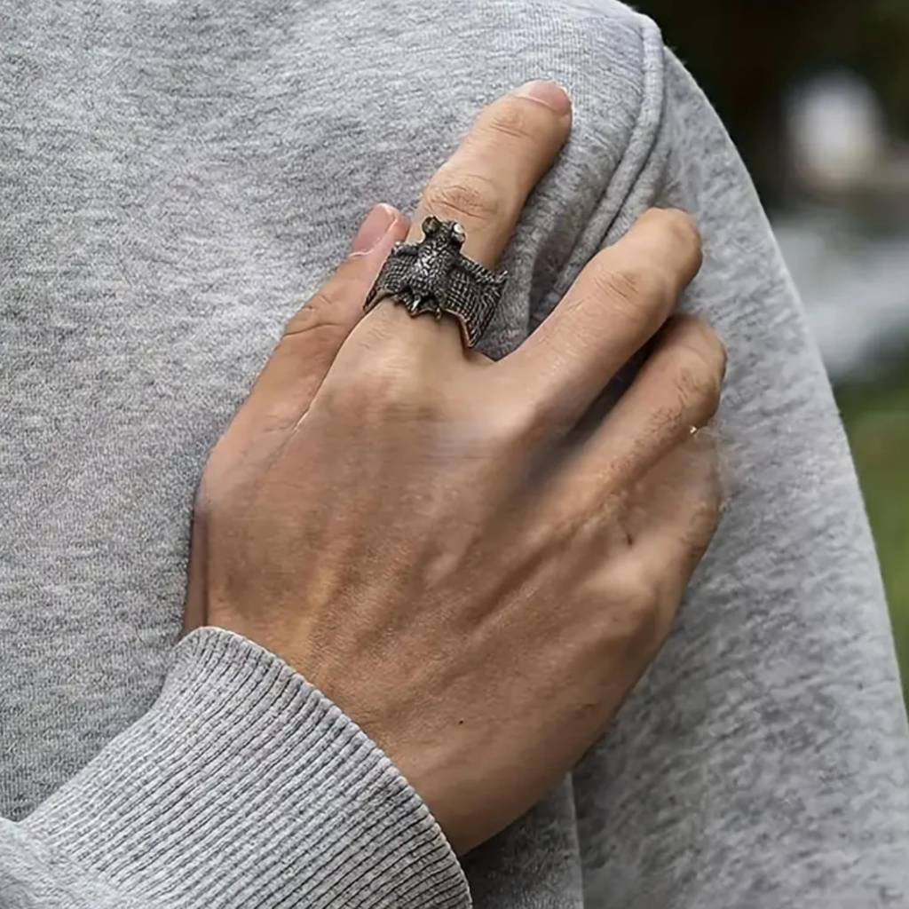 Spooky Bat Silver Ring : RS12193
