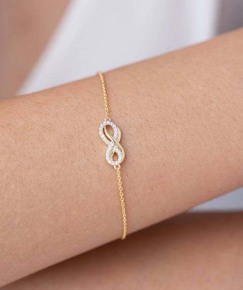 18K Gold Vermeil Forever Infinity Bracelet And Earring Set For Her | Gift For Womens And Girls : KES0026_KBC0044