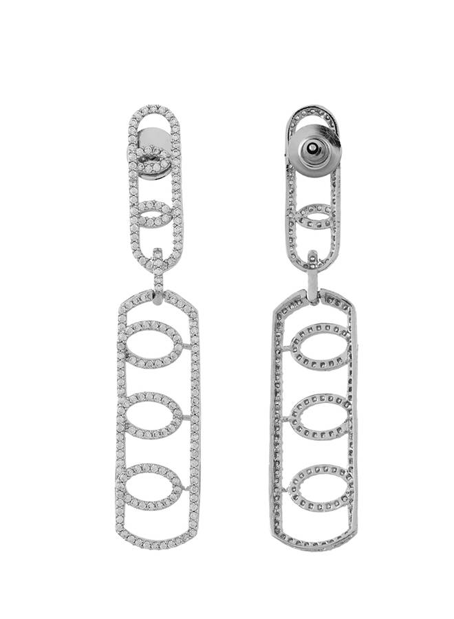 Glamorous Long American Diamond Dangler Earrings - Sparkling Elegance : 8905124528527