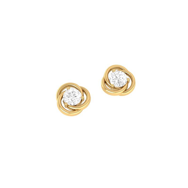0.75Ct Knot Solitaire Moissanite Stud Earrings In 14Kt Gold Over Sterling Silver : TGDE-178
