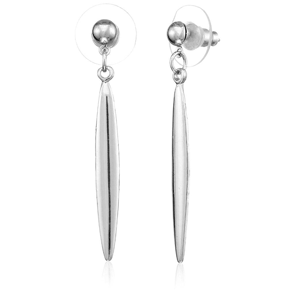 Estele Rhodium Plated Cone Designer Dangle Earrings For Women : 329705ER