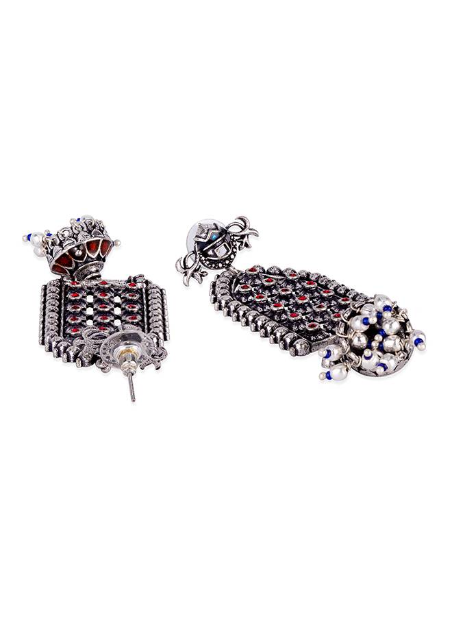 Arabian Nights Antique Silver Brass Earrings : 8905124424461