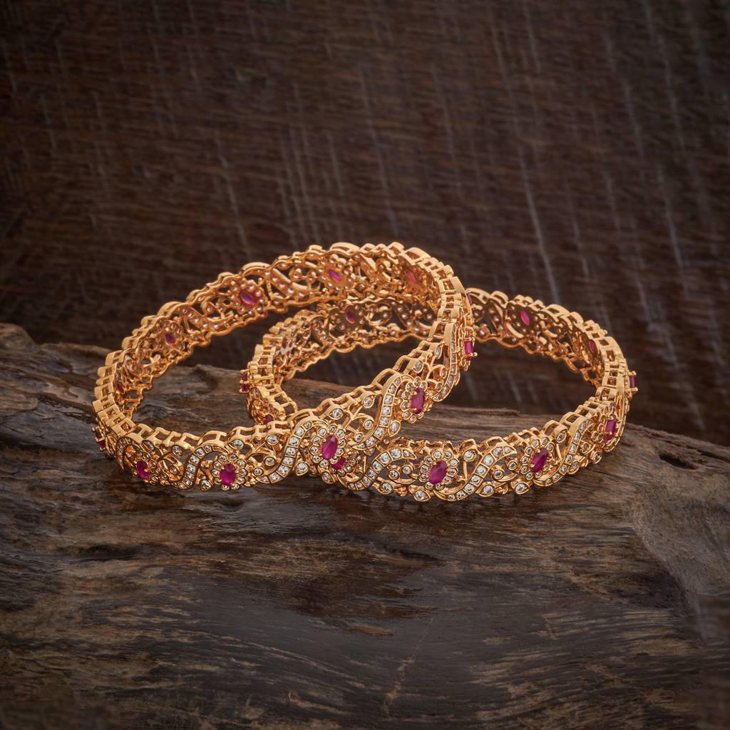 Kushal'S Fashion Jewellery Ruby Gold-Plated Party Zircon Bangle-184915 : 447804