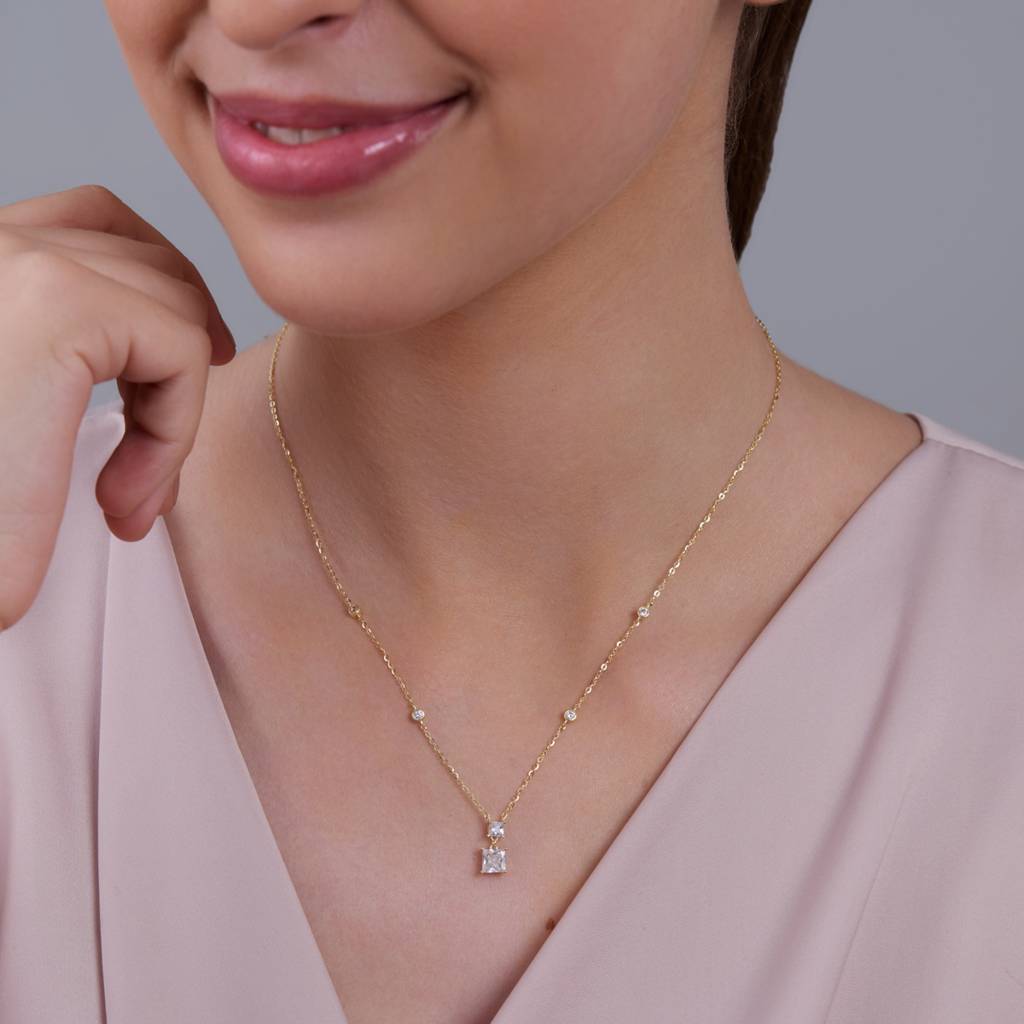 Kushal'S Fashion Jewellery White Gold-Plated Zircon Party 92.5 Sterling Silver Pendant Chain-180783 : 432068