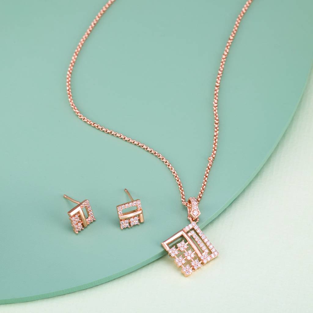 Kushal'S Fashion Jewellery  -Plated Party Trendy Zircon Necklace And Earring Set  -186573 : 444879