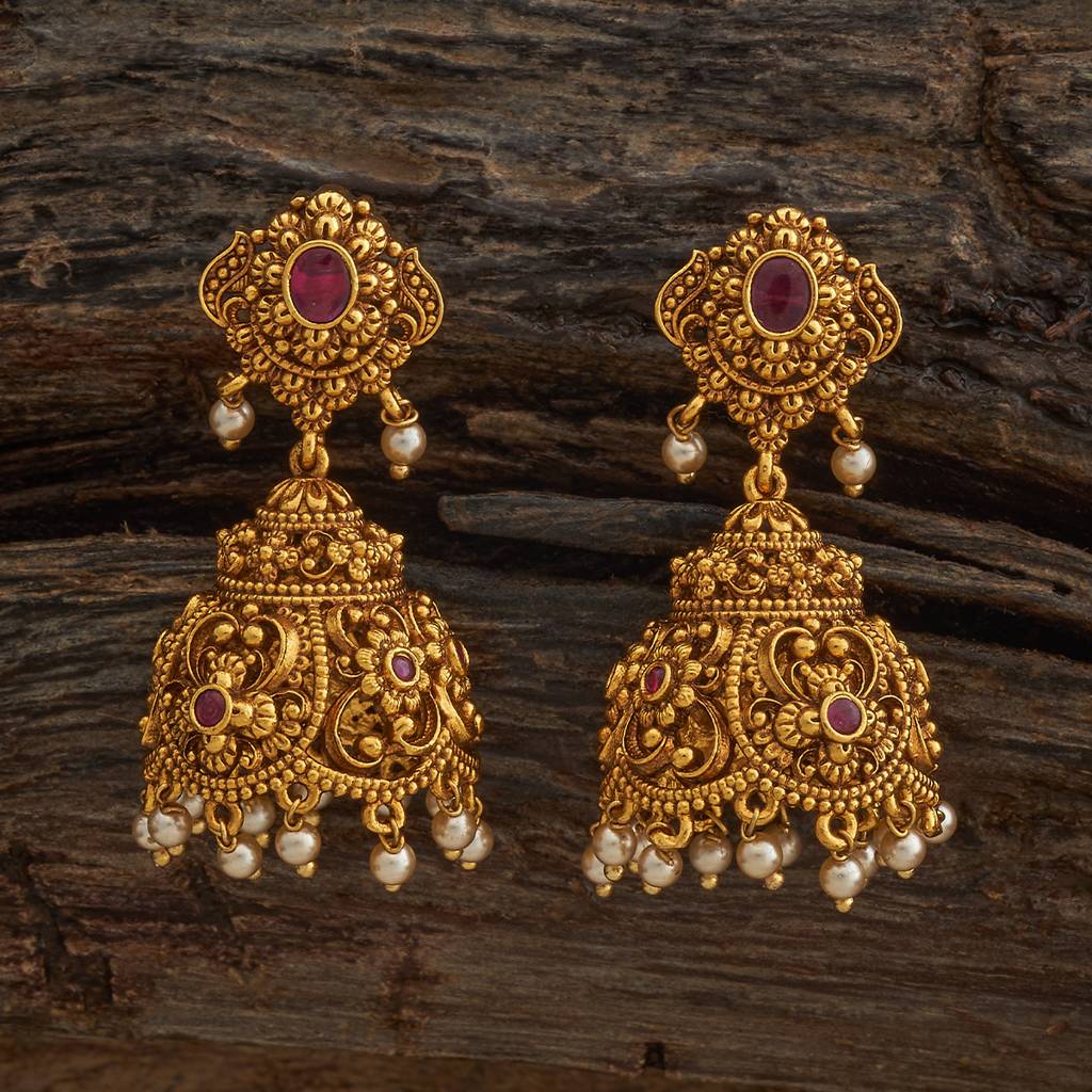 Kushal'S Fashion Jewellery Ruby Gold Plated Ethnic Antique Jhumkas-185180  Copper Ruby