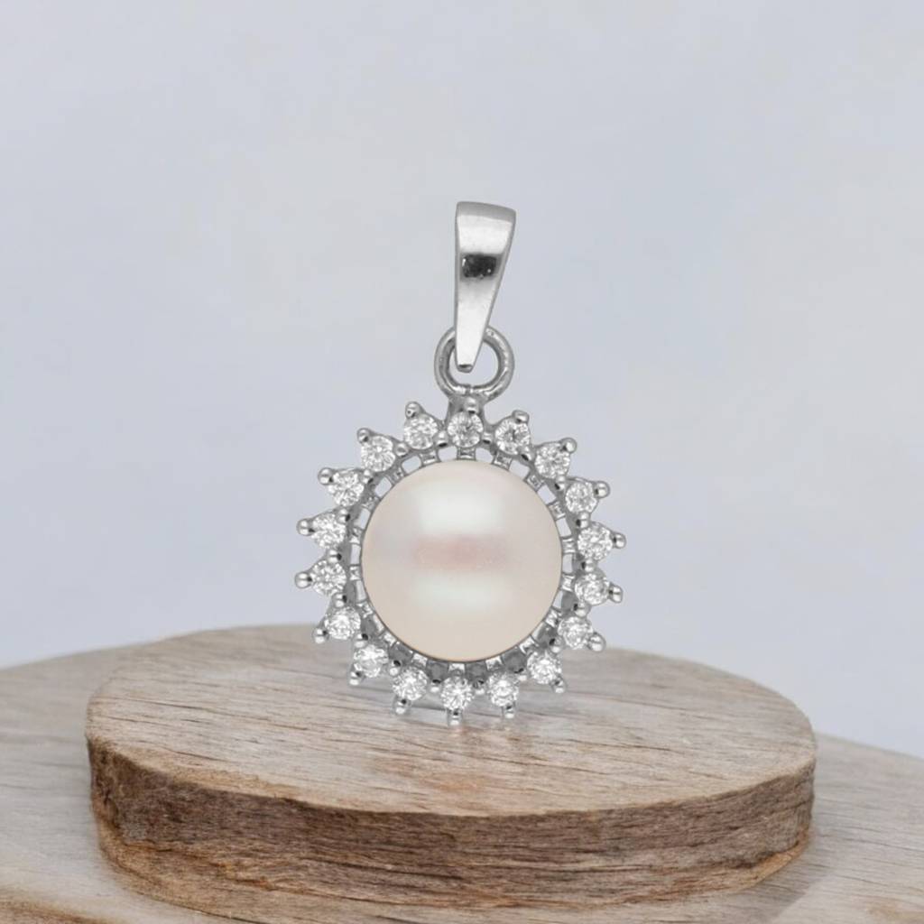 92.5 Silver Dhriti Simple Pearl Pendant : JPMAY-22-143