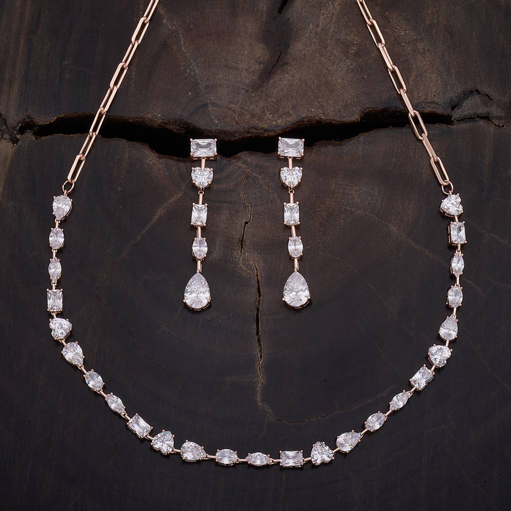 Kushal'S Fashion Jewellery Gold-Plated Zircon Jewellery Set : 412148