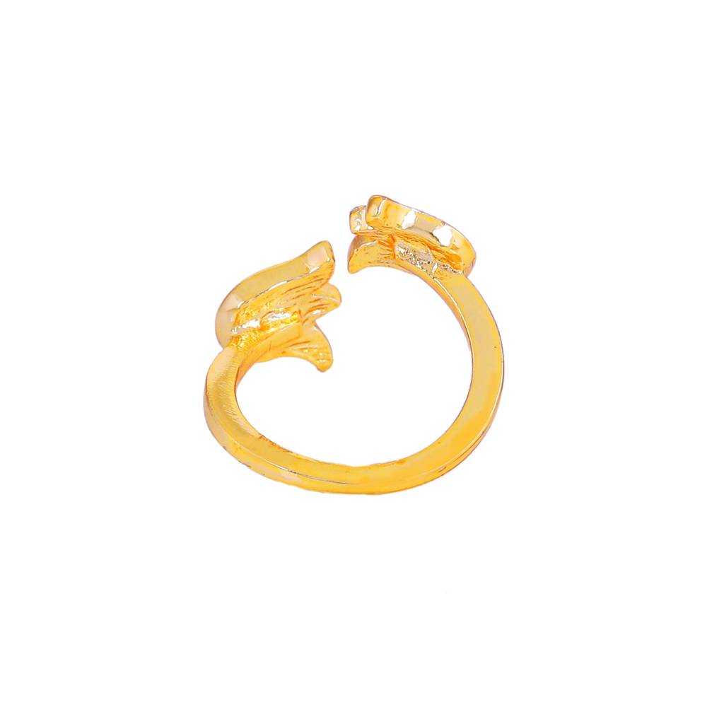 Estele Gold Plated Pink Enamel Lotus Designer Stylish Adjustable Finger Ring For Girl'S & Women : AD-143-IGRING