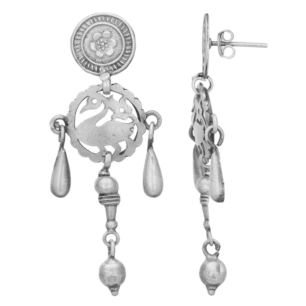 Antique Silver Peacock Earrings : SST016