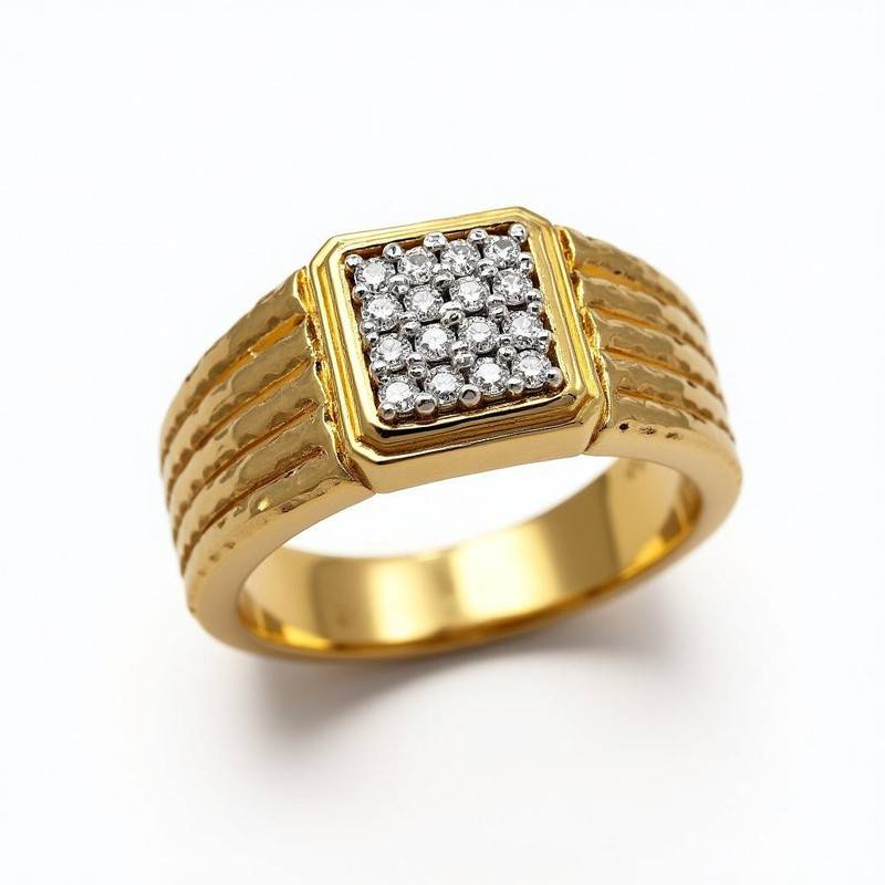 Regal Textured Moissanite Men'S Ring Band : TGDMR-02-R-23