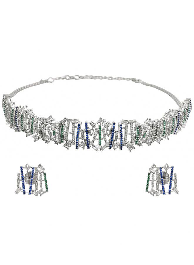 Mosaic Abstract Radiance Choker Necklace Set : 8905124519013