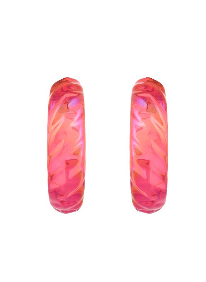 Resin Red Vibrant Hoop Earrings : 8905124526028