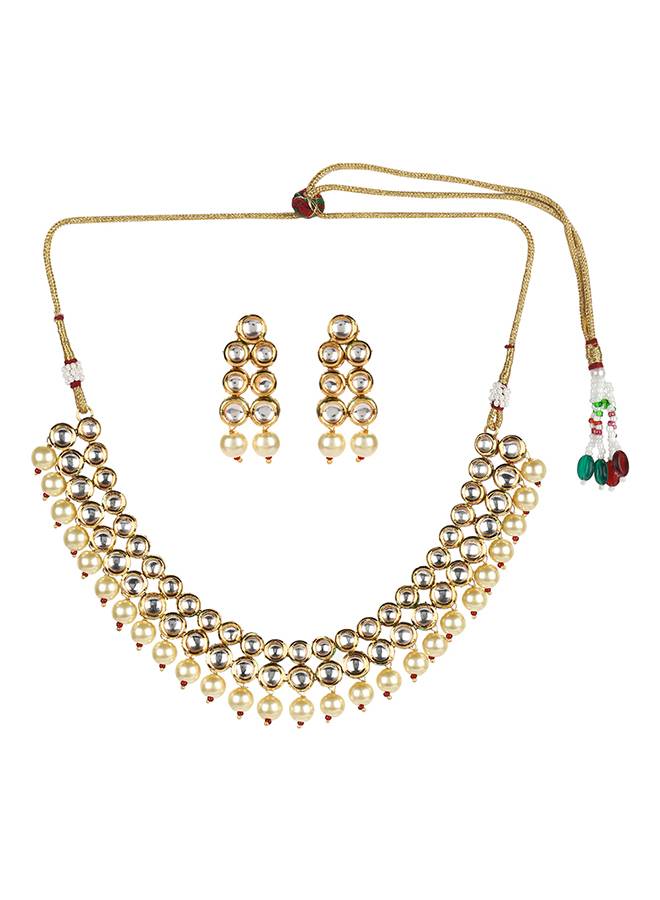 Kundan Gold Plated Necklace Set-Krbom20073 : 8905124437898