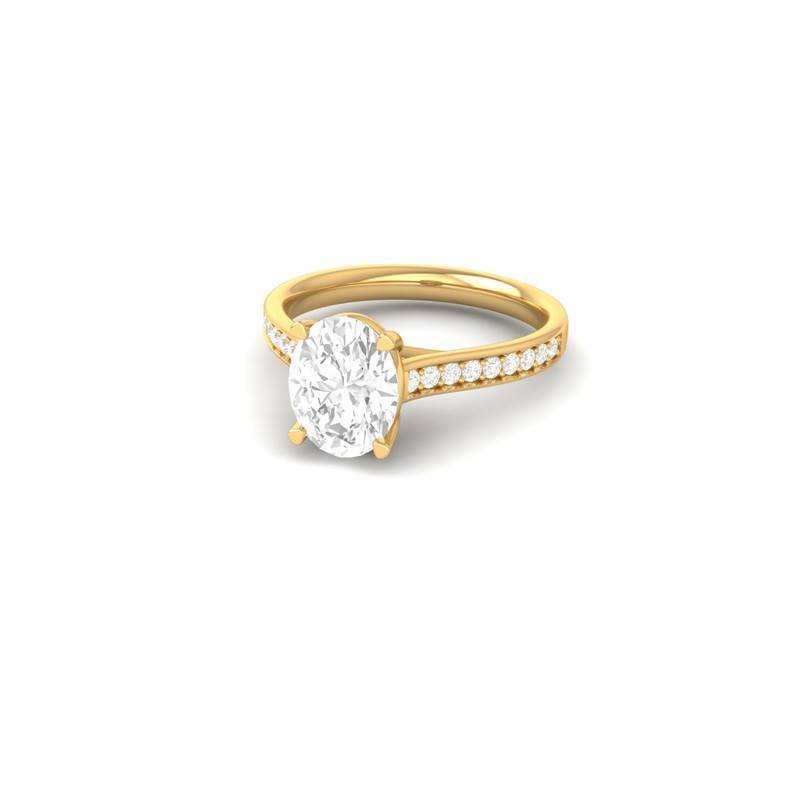 Oval Moissanite Solitaire Engagement Ring Band 14K Gold Plated : TGDR-621-R-6