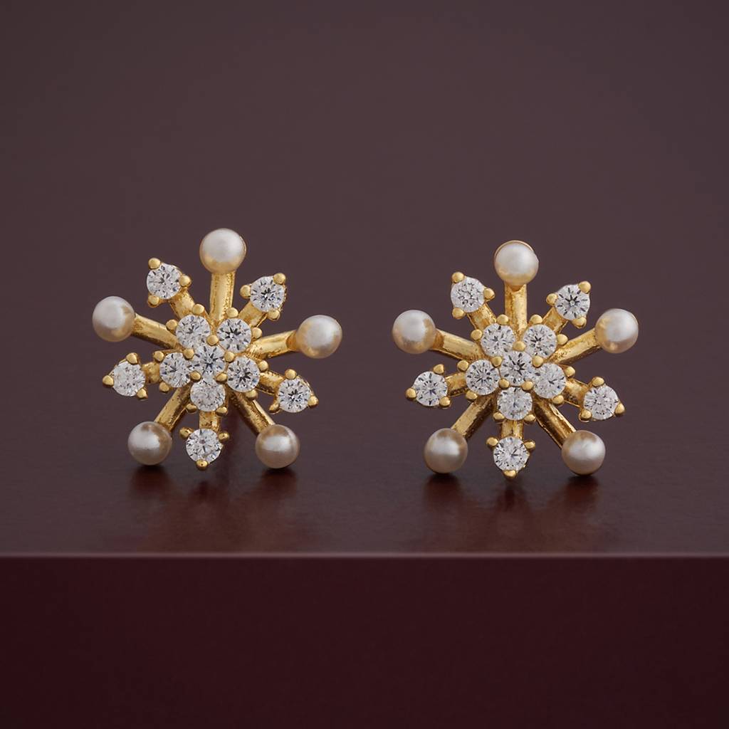 Kushal'S Fashion Jewellery Pearl Plated Zircon 92.5 Sterling Silver Studs-183231 : 437598