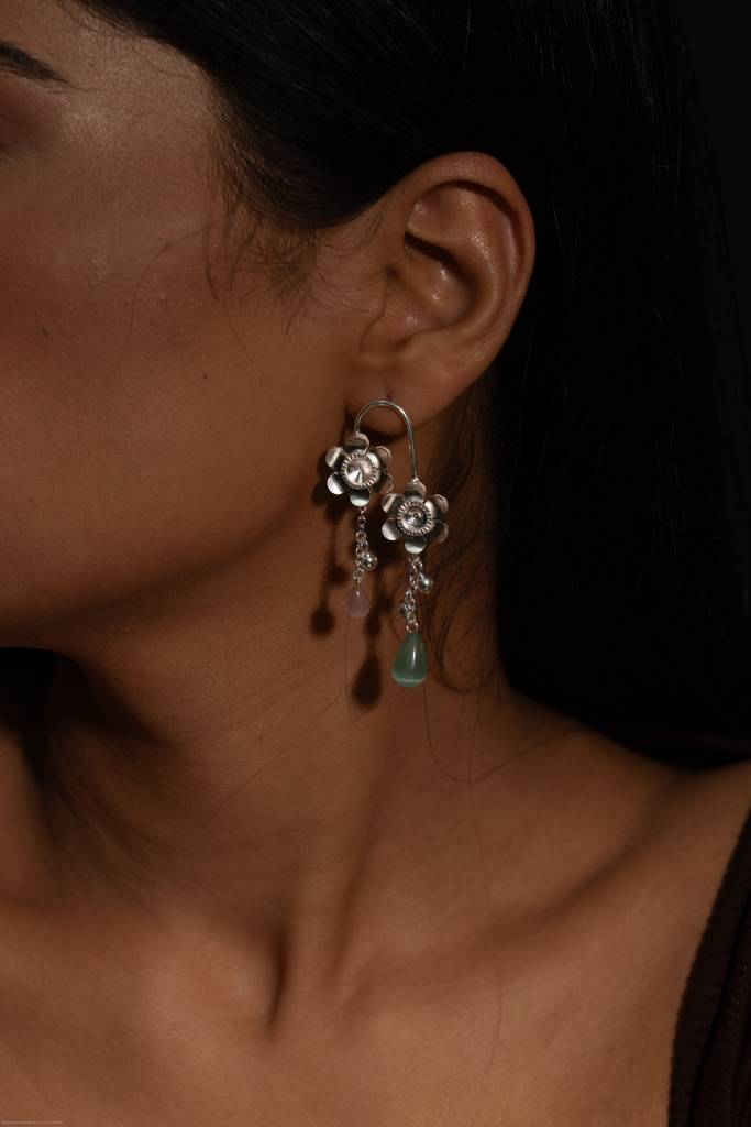 Mogra Earrings - Silver : MograEarrings-Silver