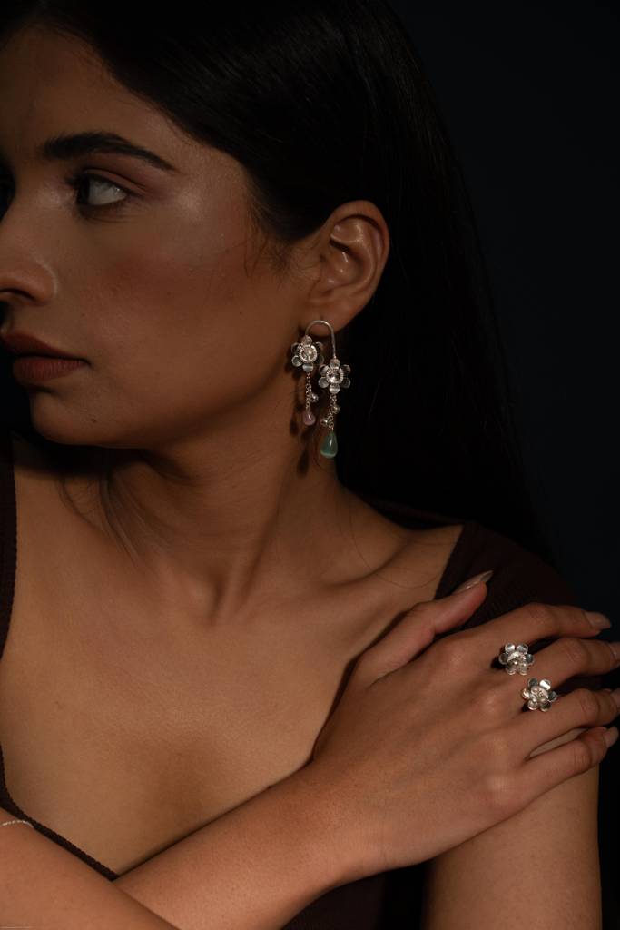 Mogra Earrings - Silver : MograEarrings-Silver