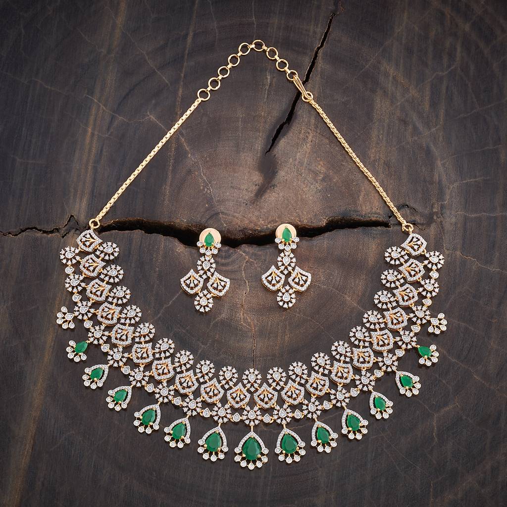 Kushal'S Fashion Jewellery Rhodium-Plated Cubic Zirconia Studded Jewellery Set-178007 : 426498