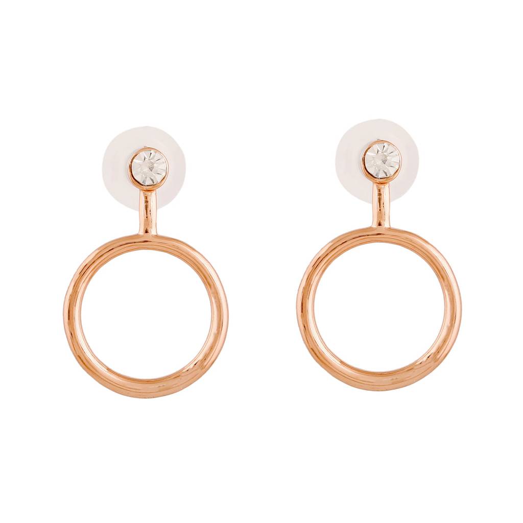 Estele Rosegold Plated Stylish Circular Designer Earrings For Women : 690709-RGER
