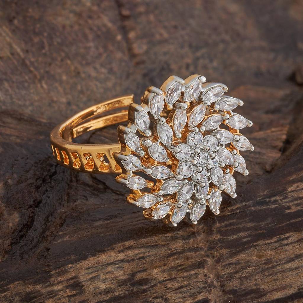 Kushal'S Fashion Jewellery Rhodium-Plated Artificial Stones Studded Finger Ring : 427482
