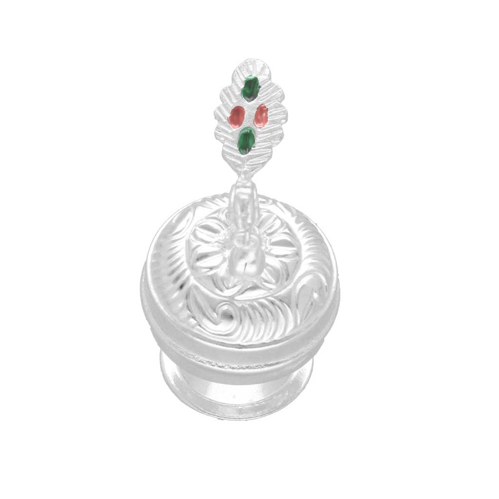 80% Purity-9 Grams Silver Vintage Peacock Kumkum Box : JPAUG-25-108