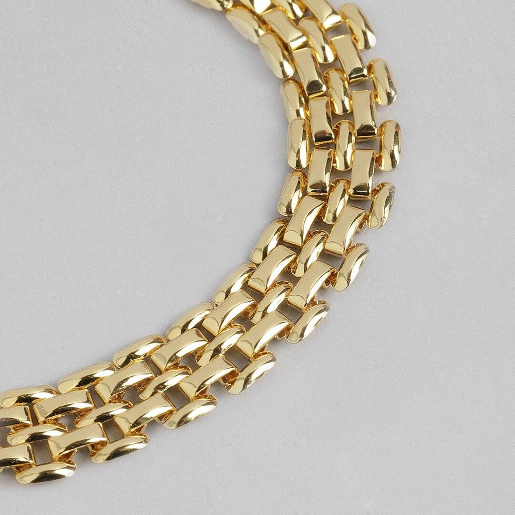 Estele Gold Plated Slender Brick Link Bracelet For Women : 215BR
