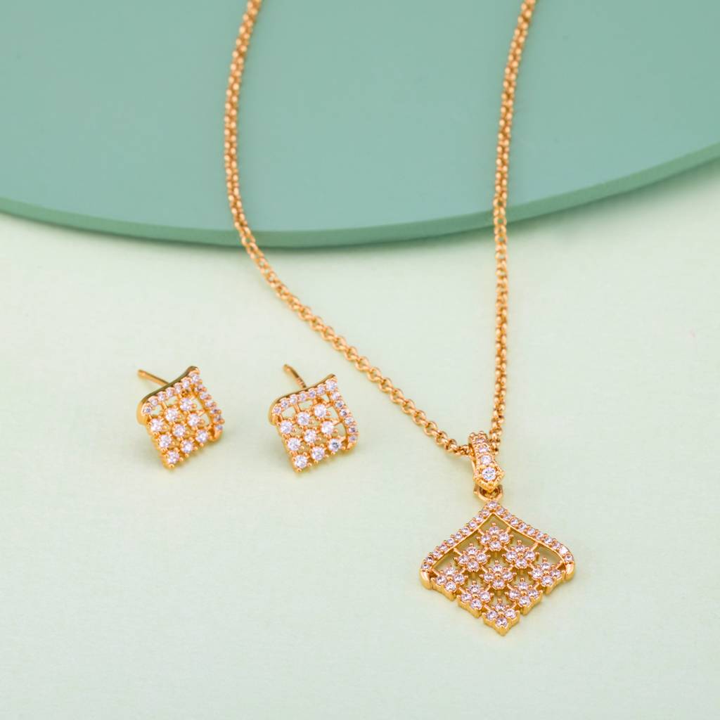 Kushal'S Fashion Jewellery  -Plated Party Trendy Zircon Necklace And Earring Set  -186574 : 444880