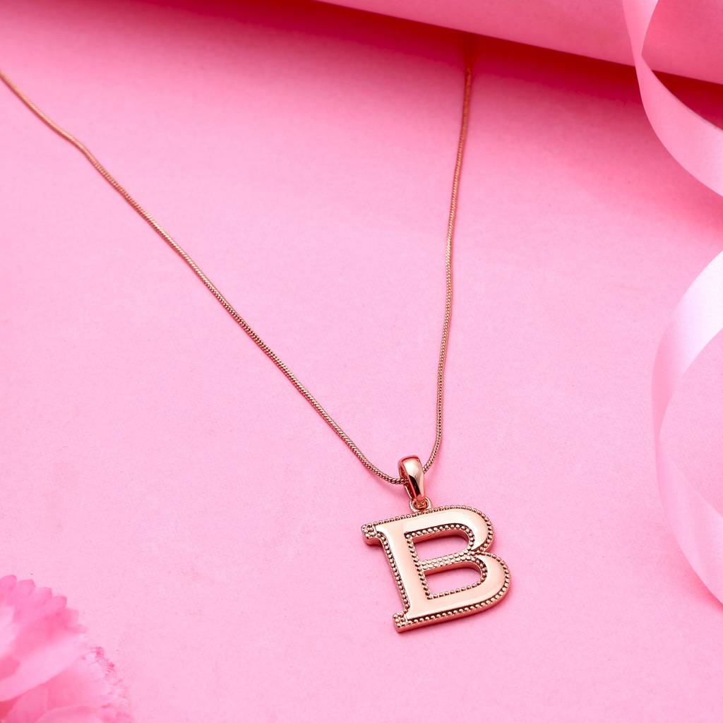 Estele Rosegold Plated "B" Letter Charm Pendant For Women / Girls : 1009-BPENDANT
