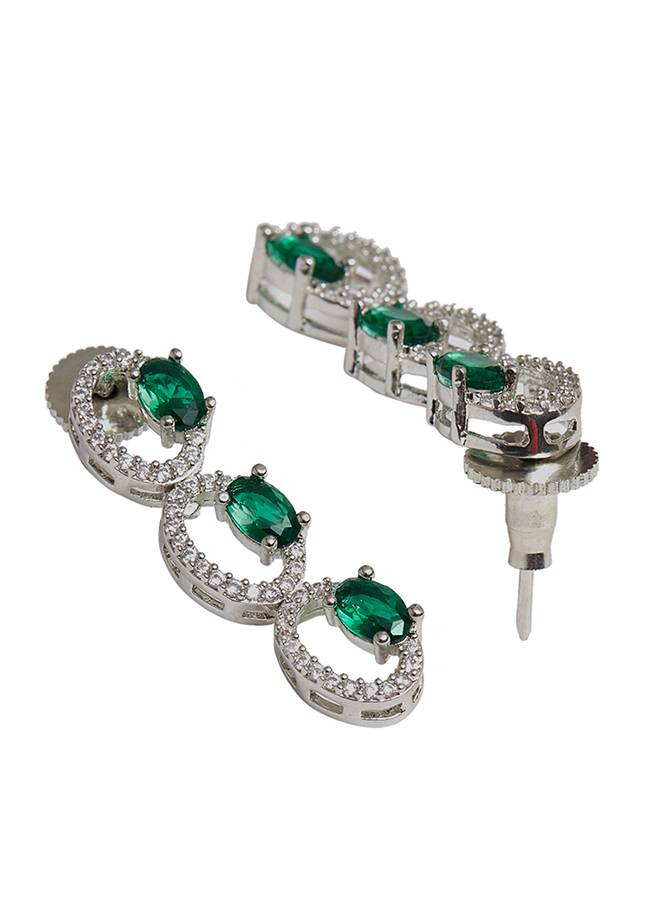 Elegance Collection Necklace With Green And Silver Gems : 8905124460247