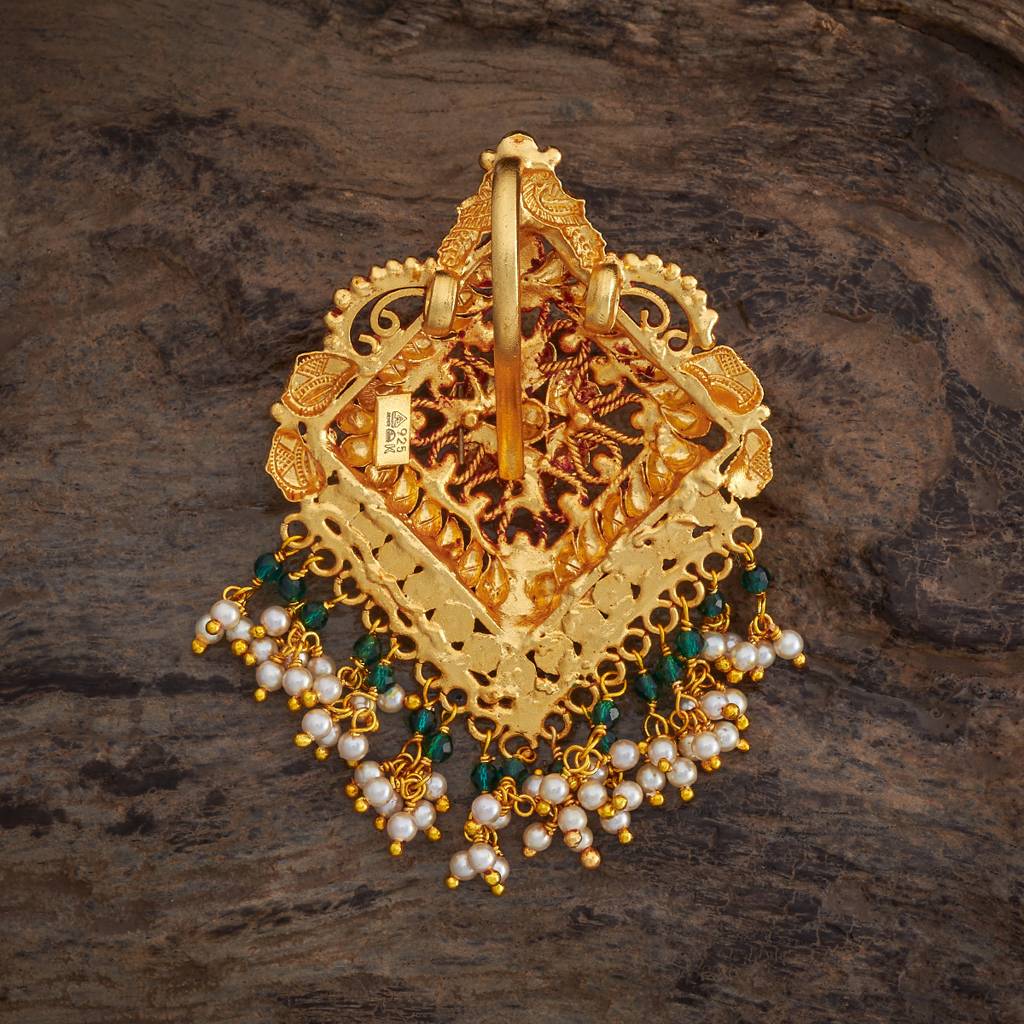 Kushal'S Fashion Jewellery Ruby-Green Gold-Plated Ethnic 92.5 Pure Silver Temple Pendants-177456 : 425410