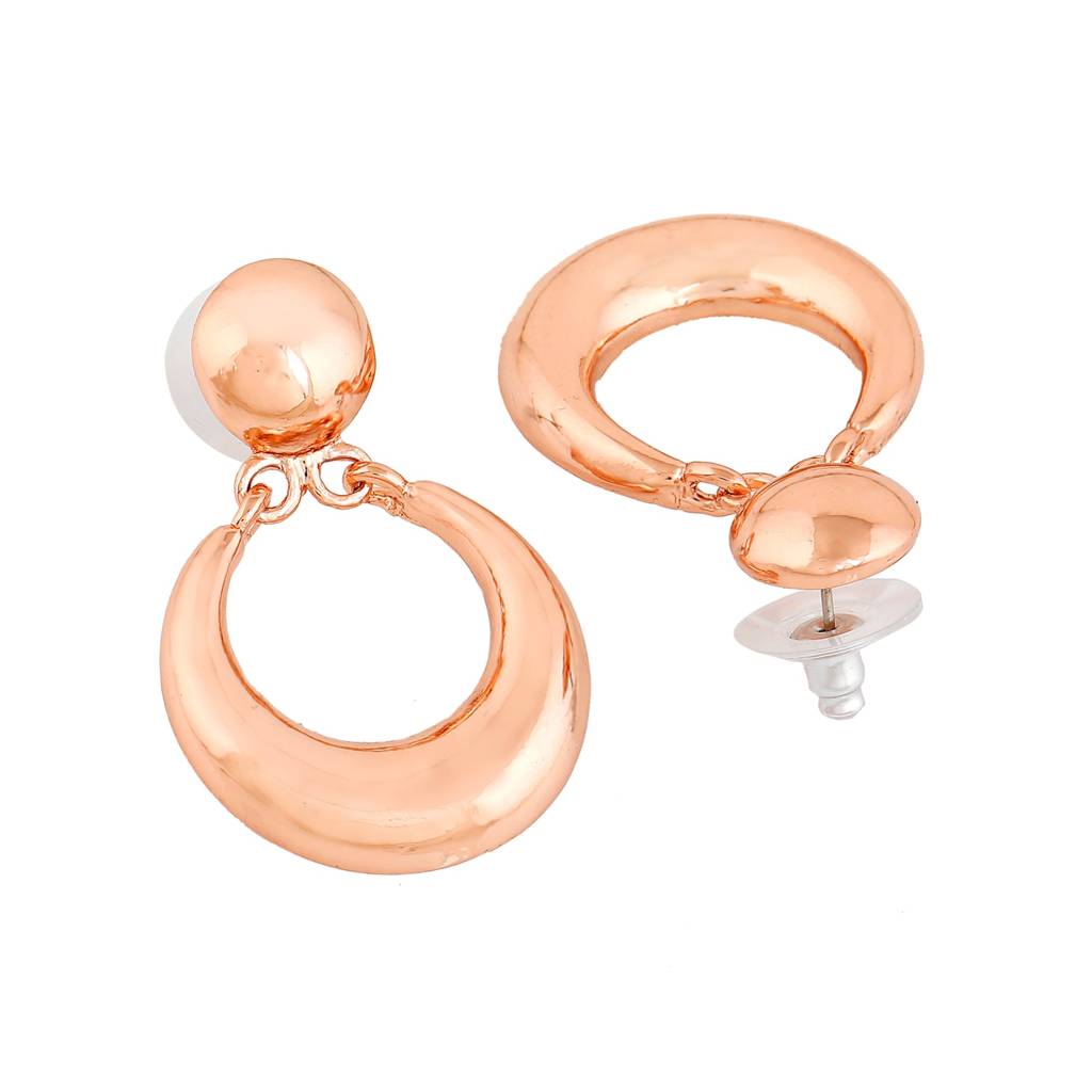 Estele Rosegold Plated Round Small Drop Earrings For Girls And Women : 320701-RGER
