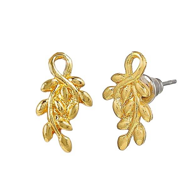 Modern Gold Plated Leaf Necklace Set | Stylish Jewelry With Earrings : 50500044-IGNKER