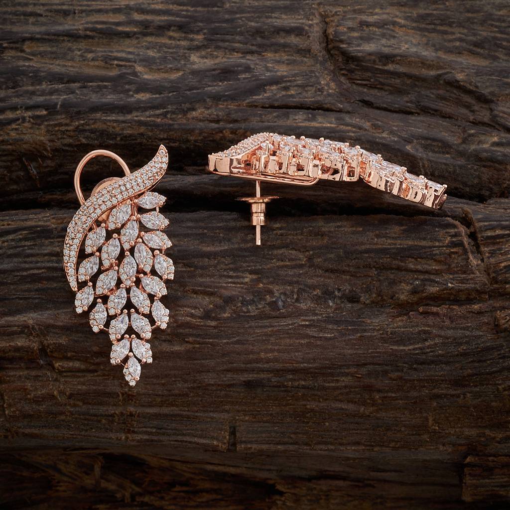 Kushal'S Fashion Jewellery White Rose Gold-Plated Party Zircon Studs-398569 : 398569