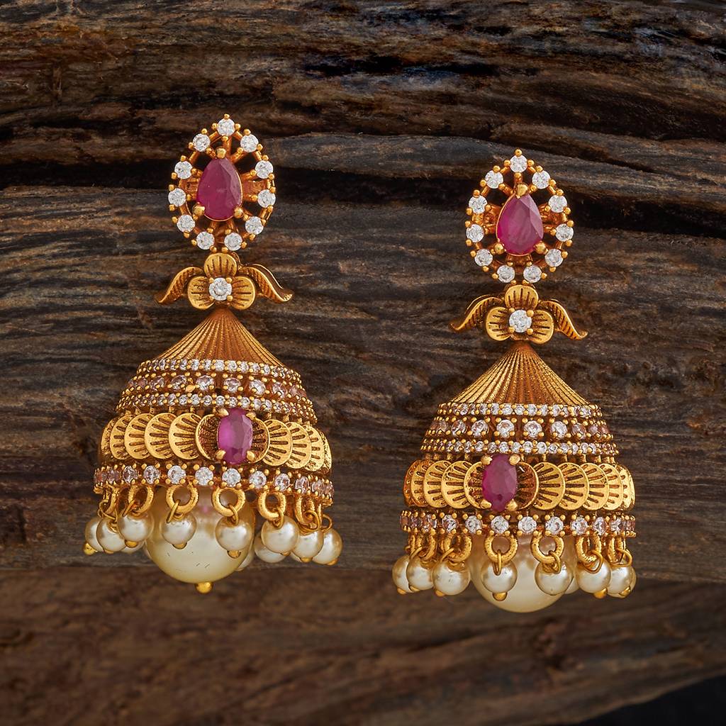 Kushal'S Fashion Jewellery Dome Shaped Jhumkas Earrings-180054 : 430437
