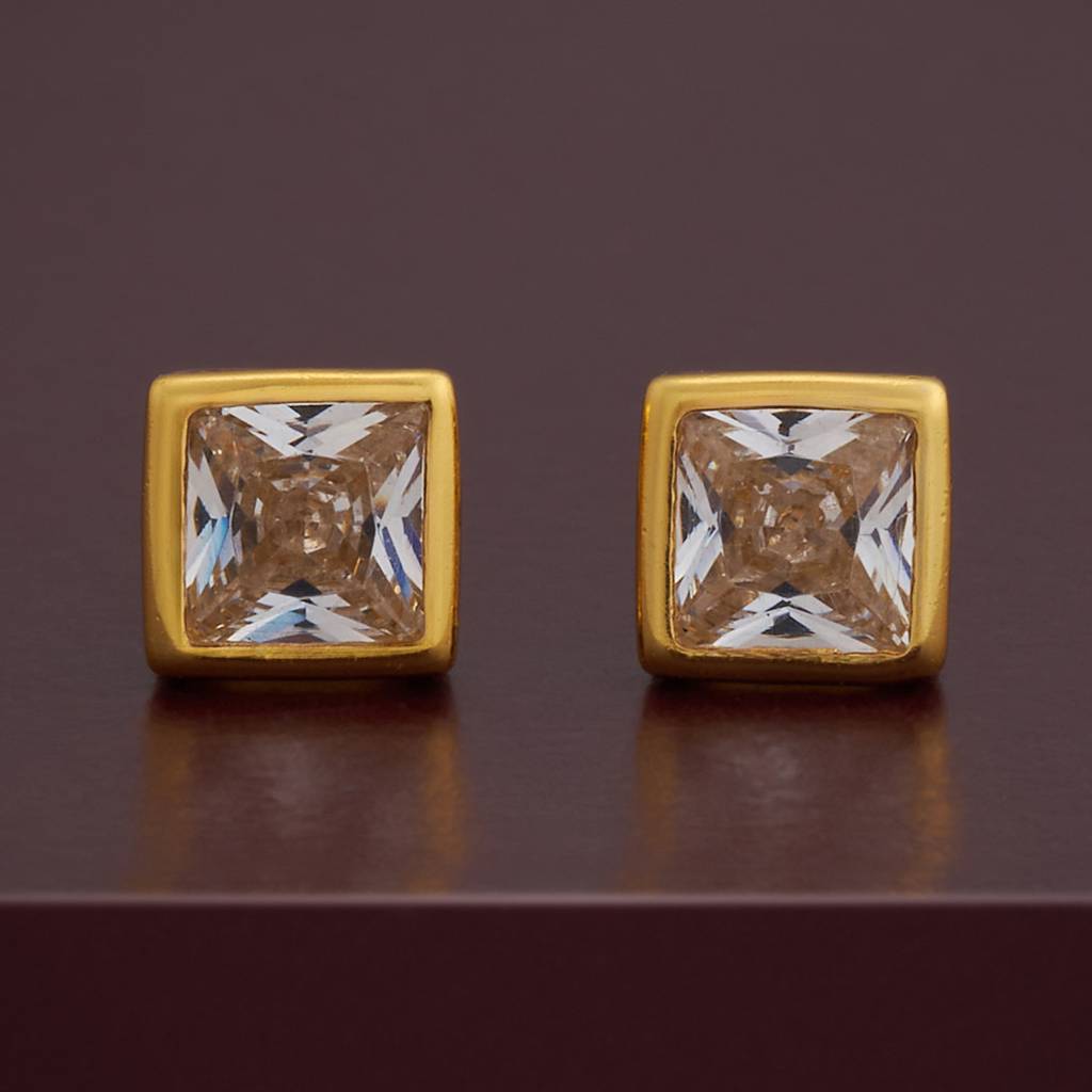 Kushal'S Fashion Jewellery White Gold-Plated Zircon 92.5 Sterling Silver Studs-183237 : 437851