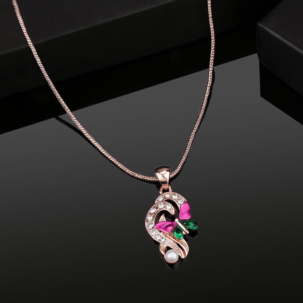 Estele Rosegold Plated Beautiful Butterfly Shaped Pendant For Women : 542-RGPENDANT