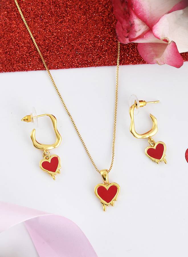 Valentine'S Day Collection Gold Plated Hearts Pendant Set : 8905124490718