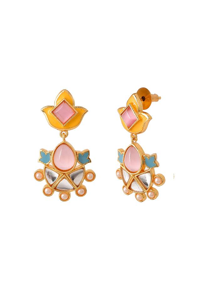 Forever More Yellow Blue Lotus Drop Earings : 8905124498400