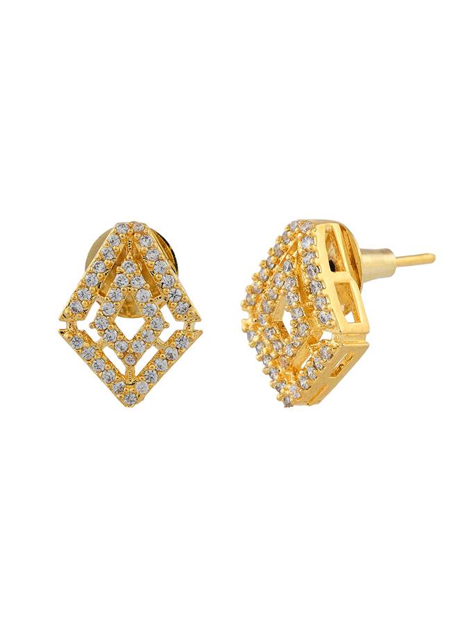 Sparkling Elegance Gleaming Gold-Plated American Diamond Studs Earrings : 8905124533286