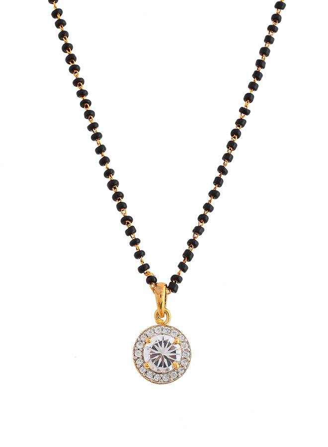 Sparkling Elegange White Round Cz Studded Gold Plated Mangalsutra Set : 8905124495065