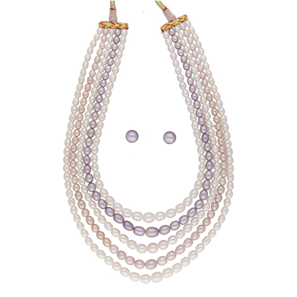 Abanti 5 Lines Pearl Necklace Set : JPAU-21-216