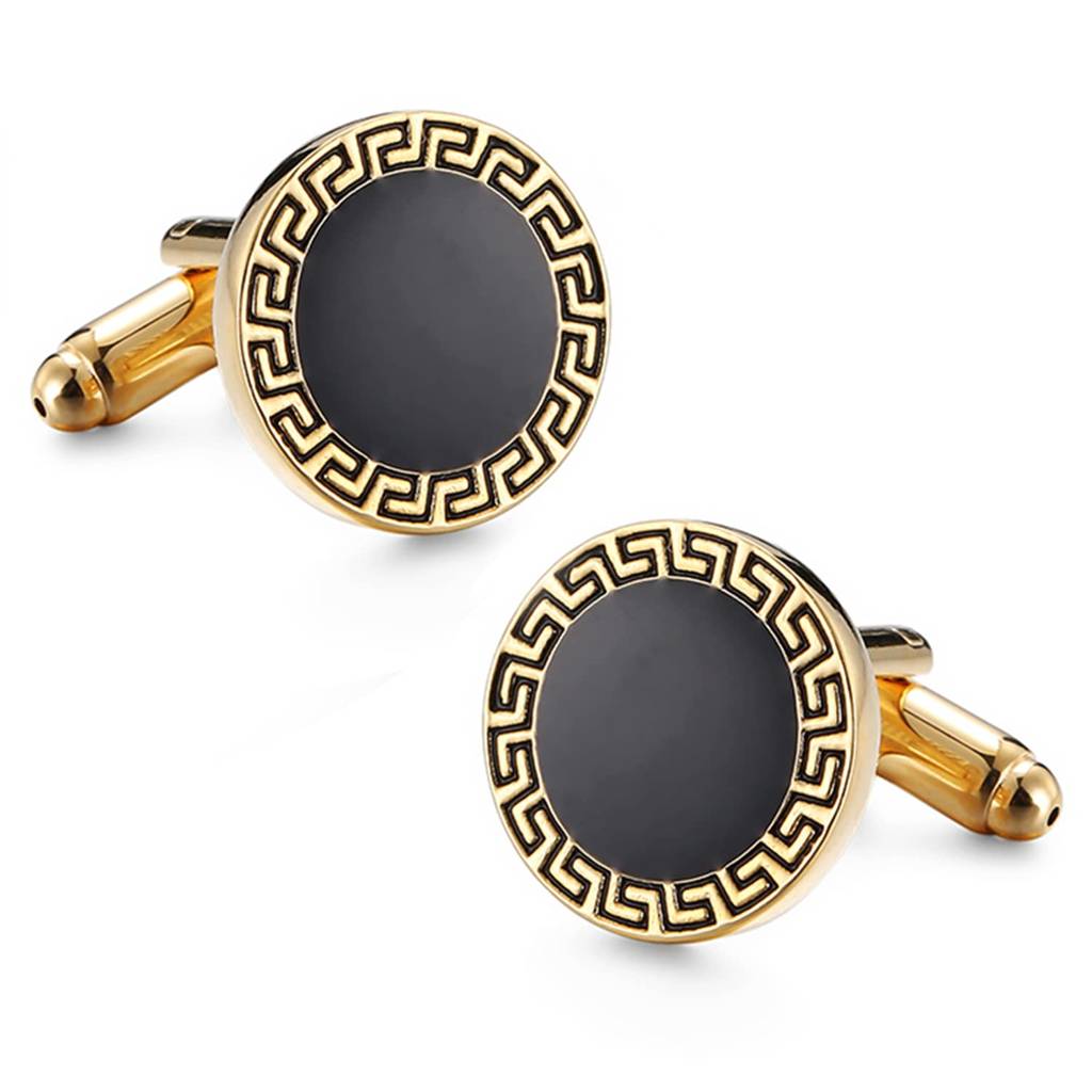 Black Gold Two Tone Cufflinks Set Stylish Accessories For Men & Boys Wedding Business Gift (Px9Cl118G) : PX9CL118G