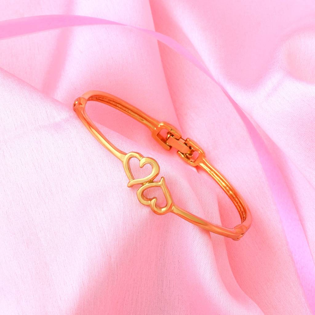Estele Gold Plated Bonded Dual Heart Designer Bracelet For Women : 101549BR